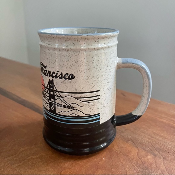 Vintage Speckled Large 5" Stoneware Mug San Francisco Golden Gate Monterey Japan - Picture 2 of 7
